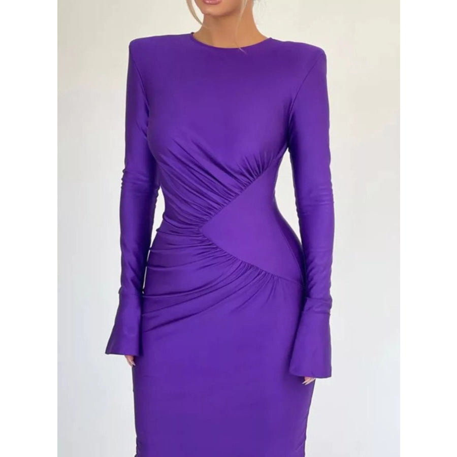 Ruched Long Sleeve Bodycon Maxi Dress Apparel and Accessories