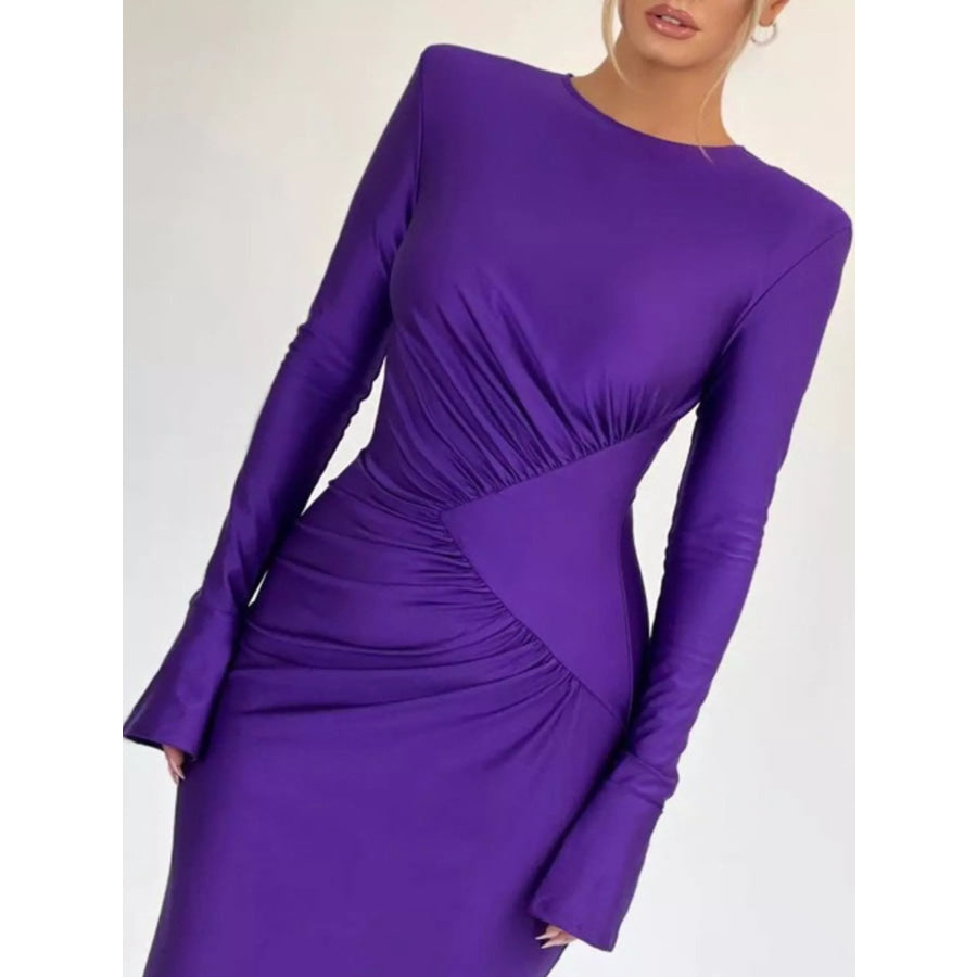 Ruched Long Sleeve Bodycon Maxi Dress Apparel and Accessories