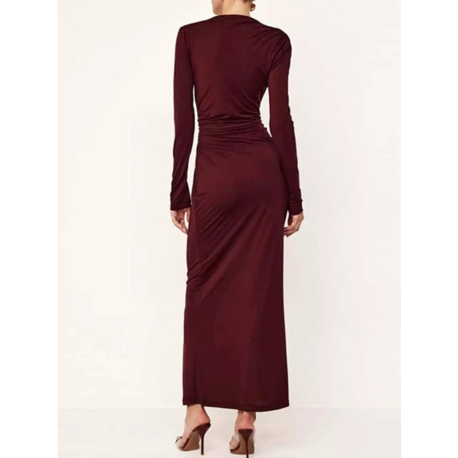 Ruched Long Sleeve Bodycon Maxi Dress Apparel and Accessories