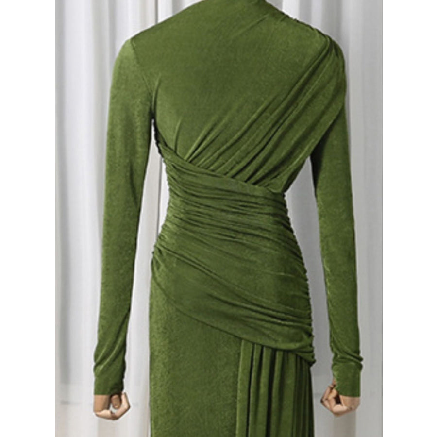 Ruched Long Sleeve Maxi Dress Apparel and Accessories