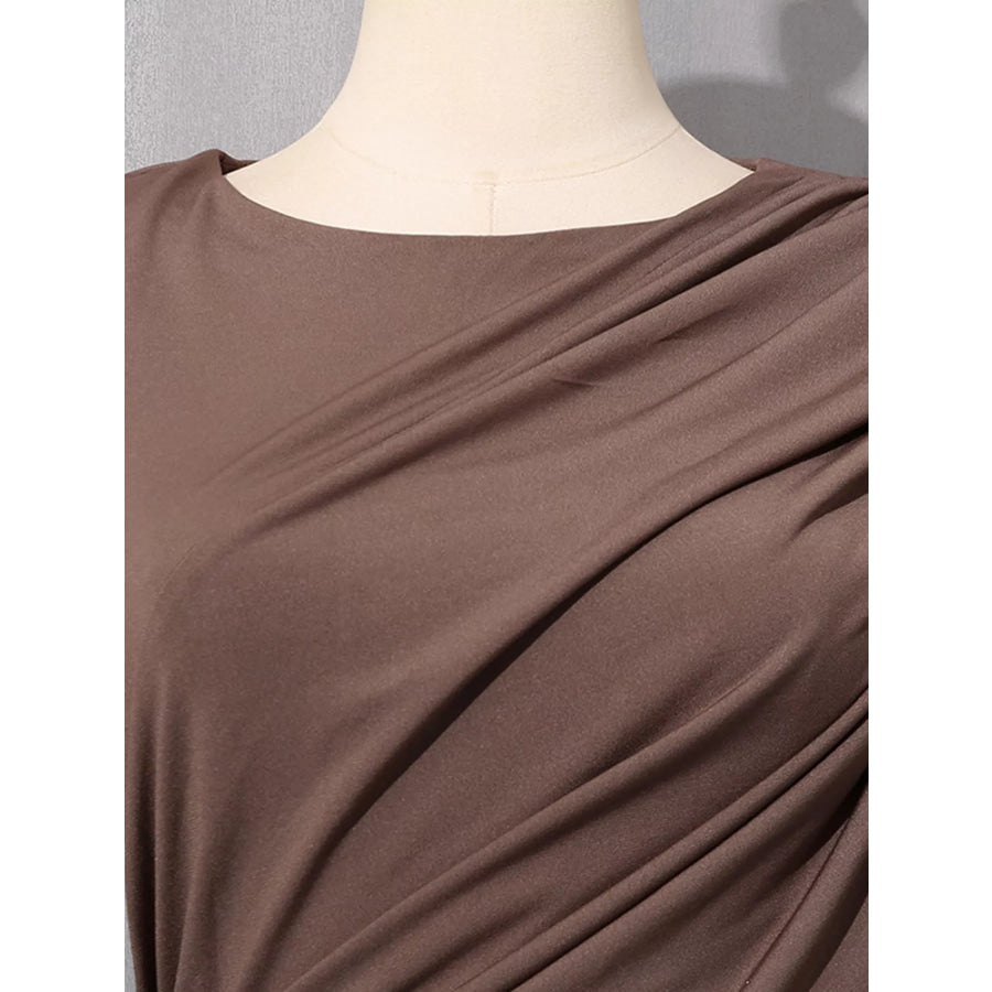 Ruched Long-Sleeve Maxi Dress with Cutout Detail Apparel and Accessories