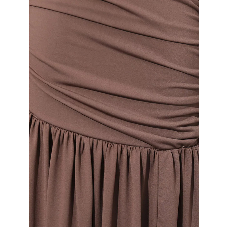 Ruched Long-Sleeve Maxi Dress with Cutout Detail Apparel and Accessories