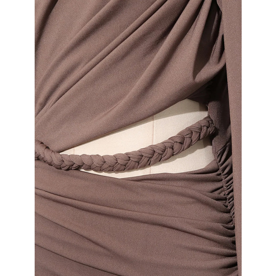 Ruched Long-Sleeve Maxi Dress with Cutout Detail Apparel and Accessories