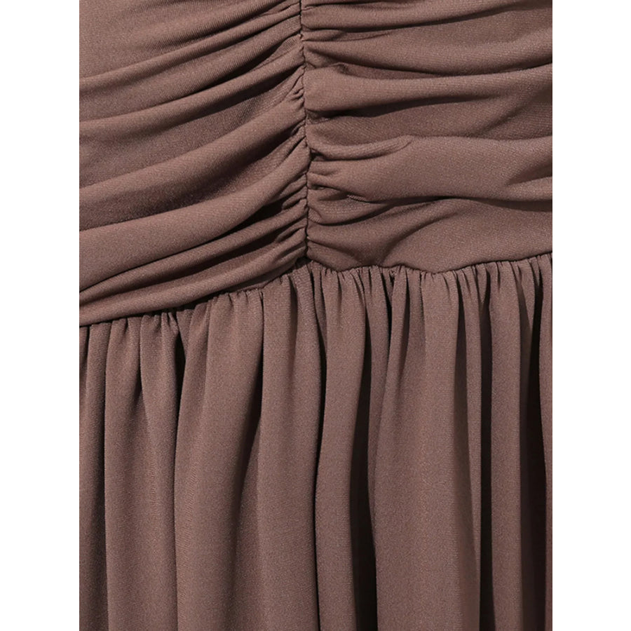 Ruched Long-Sleeve Maxi Dress with Cutout Detail Apparel and Accessories