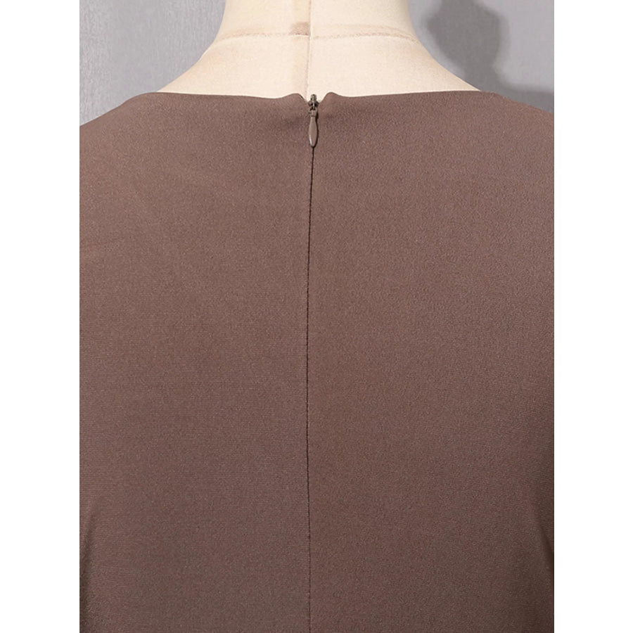 Ruched Long-Sleeve Maxi Dress with Cutout Detail Apparel and Accessories
