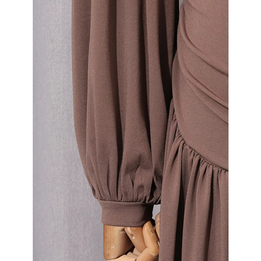Ruched Long-Sleeve Maxi Dress with Cutout Detail Apparel and Accessories