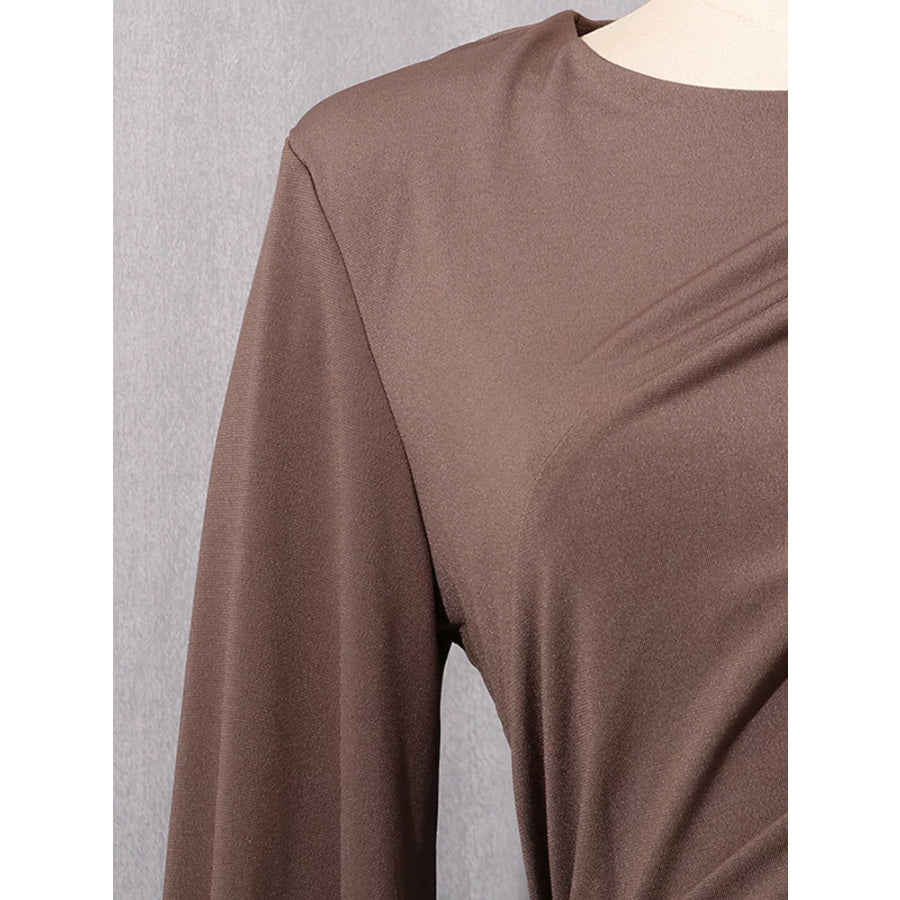 Ruched Long-Sleeve Maxi Dress with Cutout Detail Apparel and Accessories