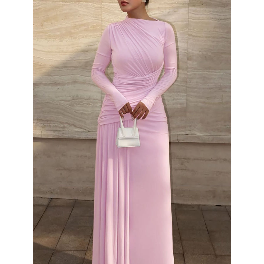 Ruched Long Sleeve Mermaid Maxi Dress Apparel and Accessories