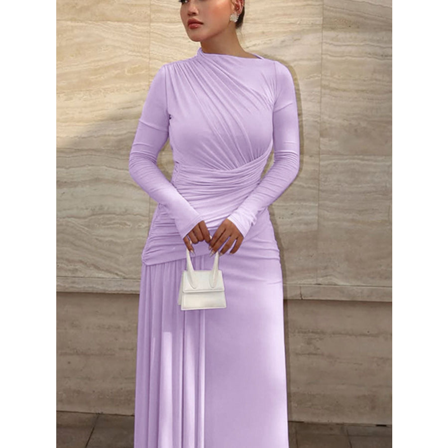 Ruched Long Sleeve Mermaid Maxi Dress Apparel and Accessories