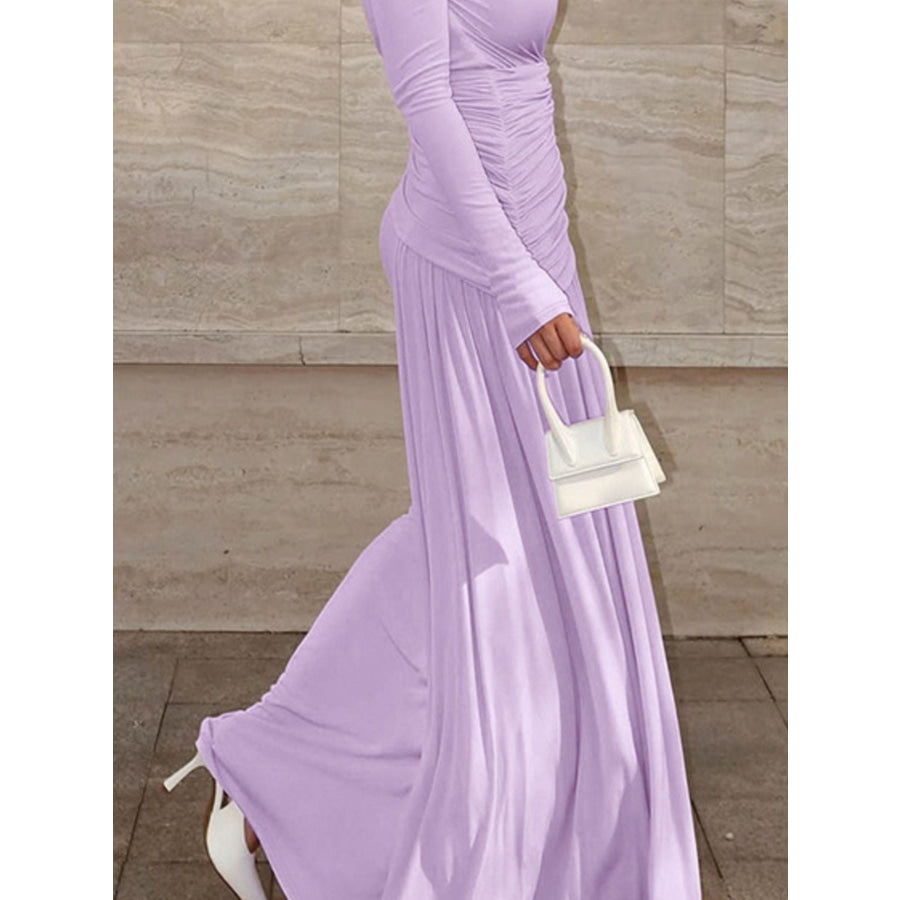 Ruched Long Sleeve Mermaid Maxi Dress Apparel and Accessories