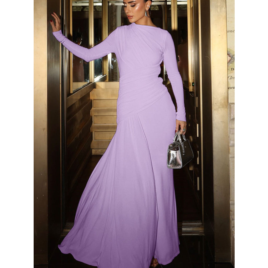 Ruched Long Sleeve Mermaid Maxi Dress Apparel and Accessories