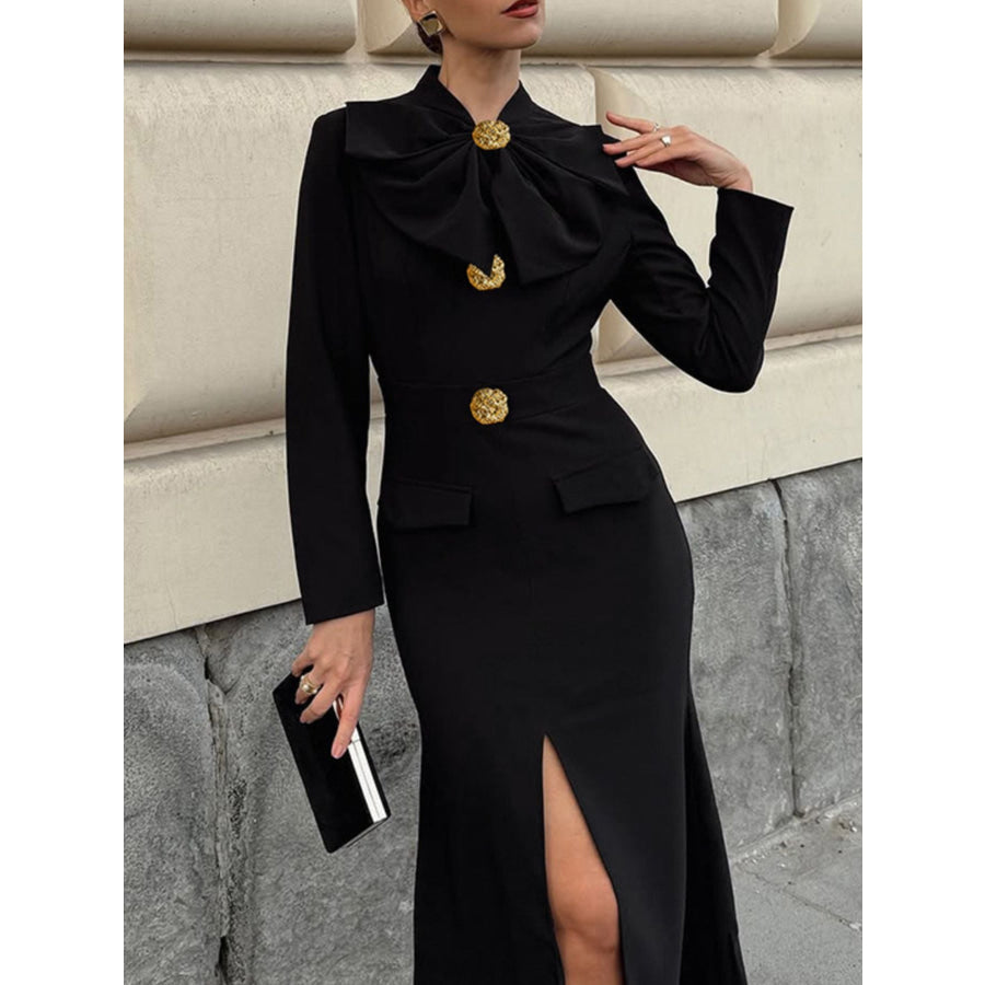 Ruched Long Sleeve Midi Dress Apparel and Accessories