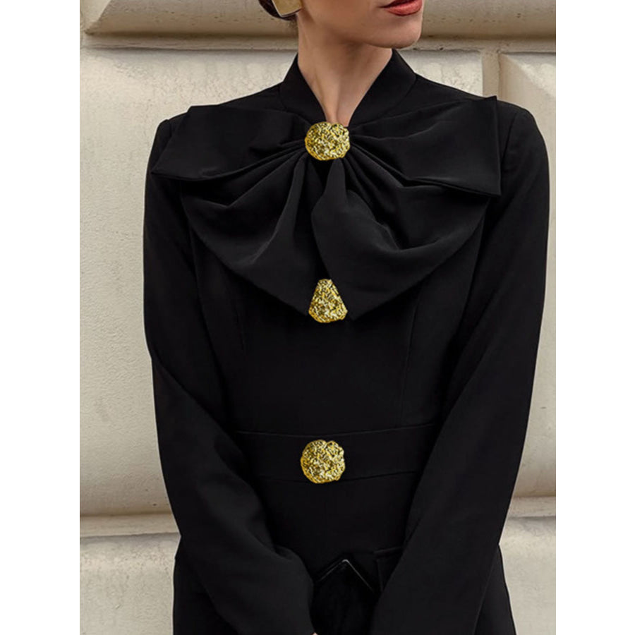 Ruched Long Sleeve Midi Dress Apparel and Accessories