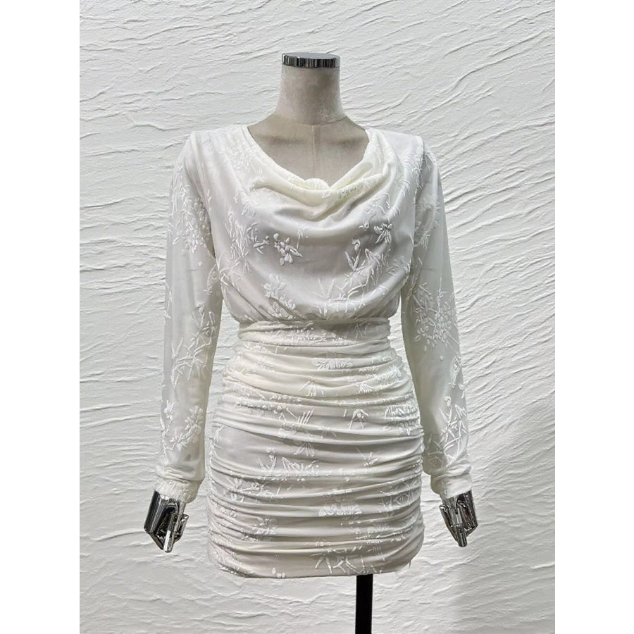 Ruched Long Sleeve Mini Dress Apparel and Accessories