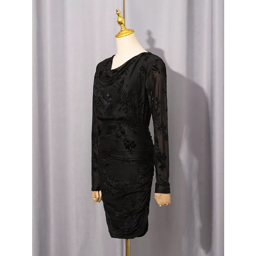 Ruched Long Sleeve Mini Dress Apparel and Accessories
