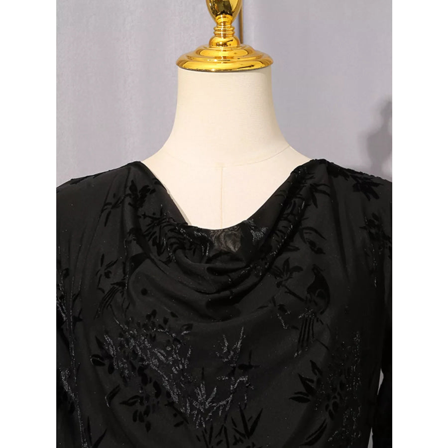 Ruched Long Sleeve Mini Dress Apparel and Accessories