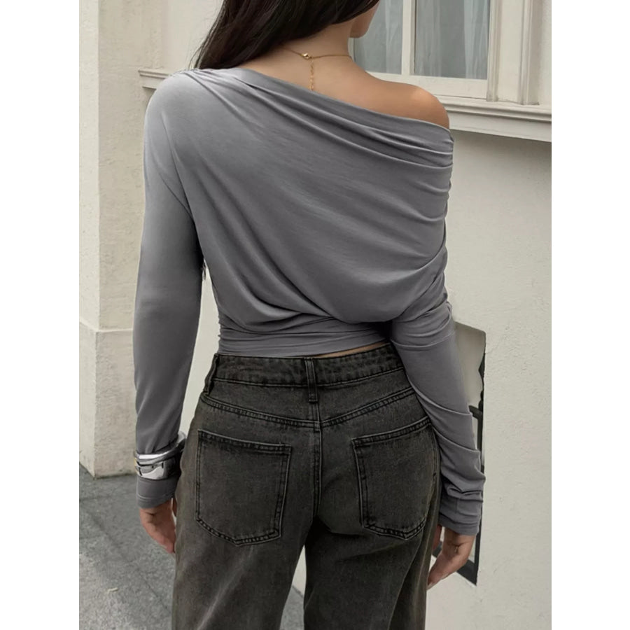 Ruched Long Sleeve Slim Fit T-Shirt Apparel and Accessories