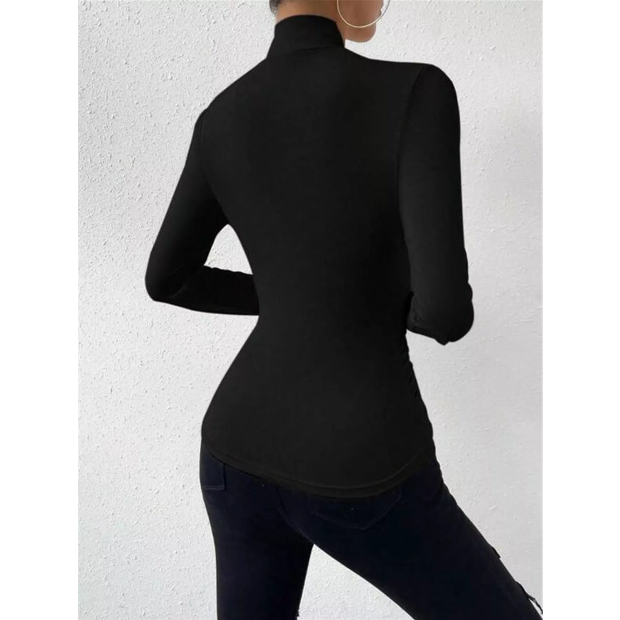 Ruched Long Sleeve Slim Fit Top Apparel and Accessories