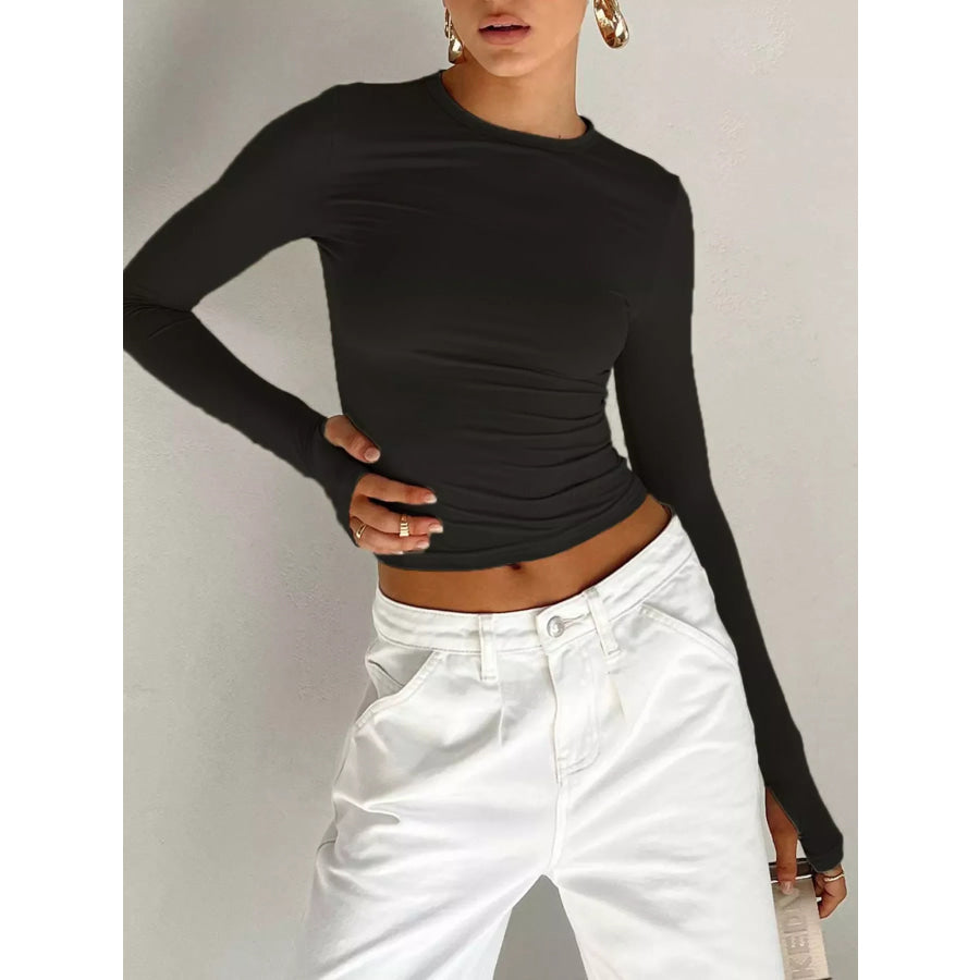 Ruched Long Sleeve T-Shirt Apparel and Accessories