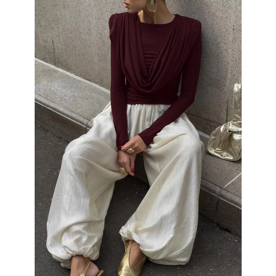 Ruched Long Sleeve T-Shirt Apparel and Accessories