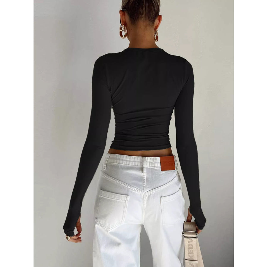 Ruched Long Sleeve T-Shirt Apparel and Accessories