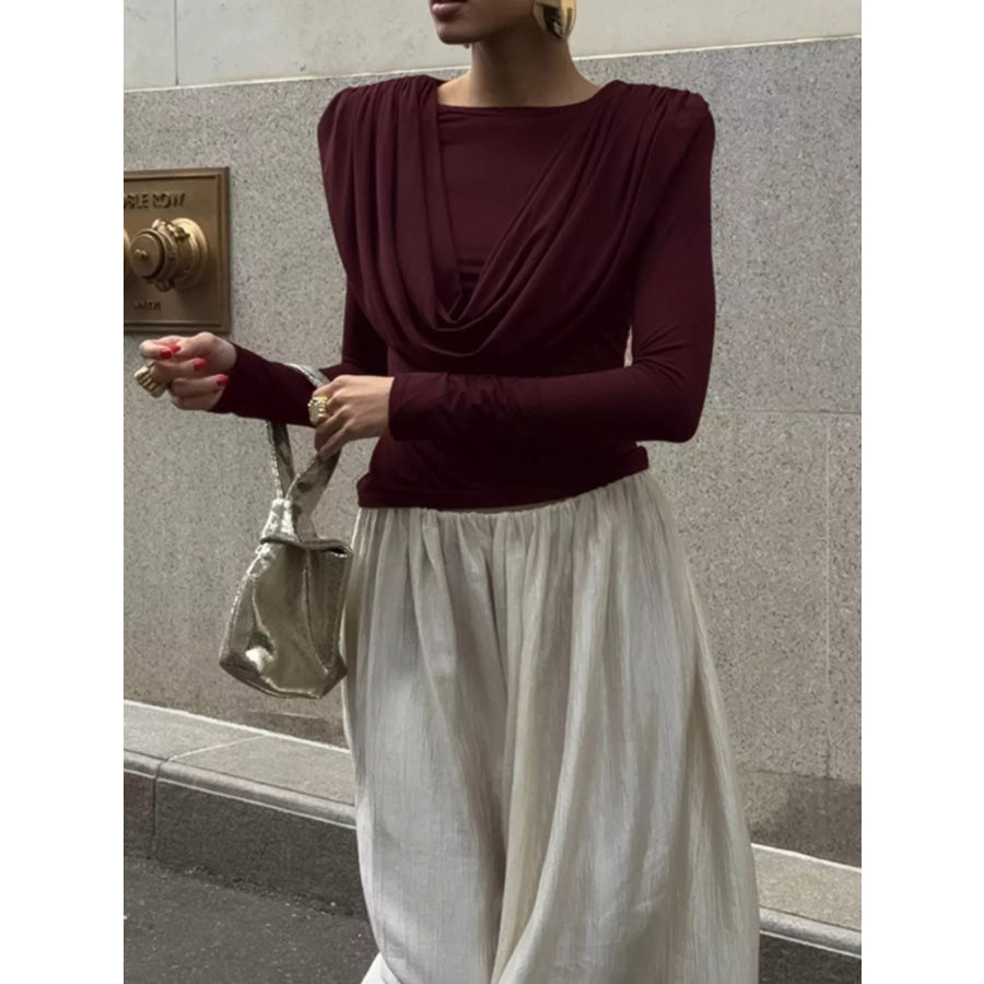 Ruched Long Sleeve T-Shirt Apparel and Accessories