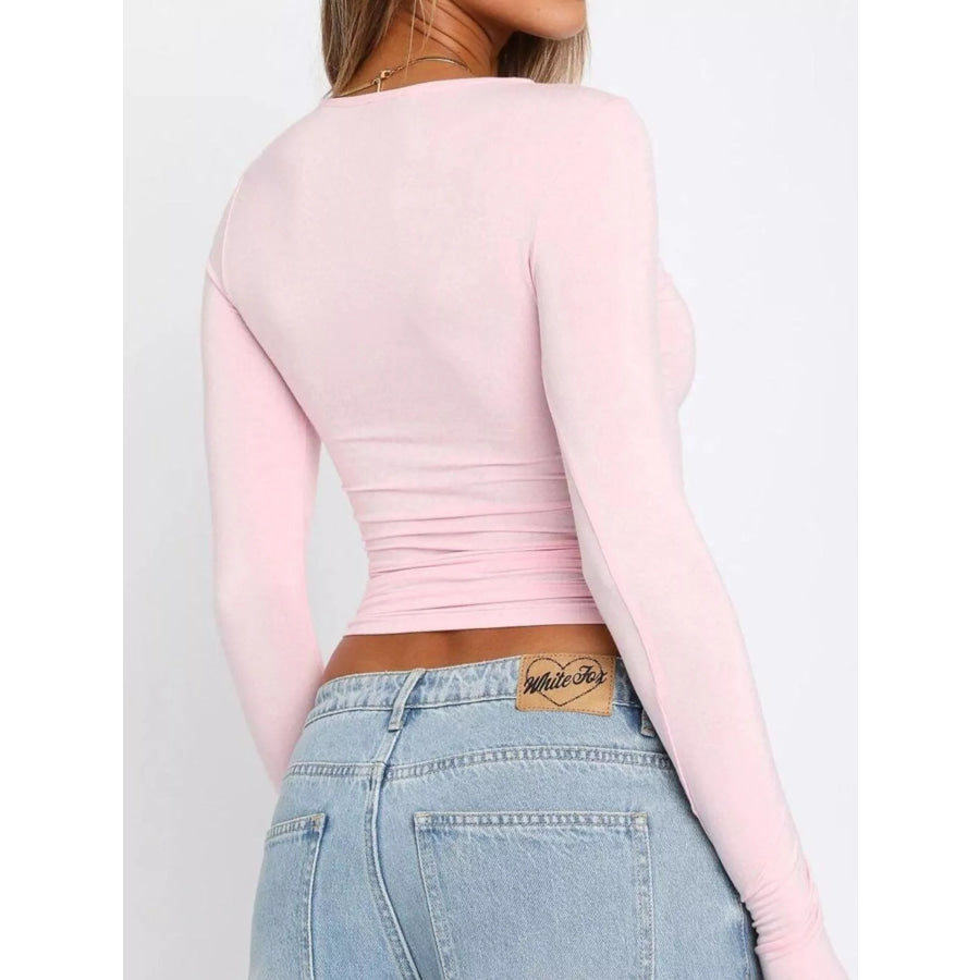Ruched Long Sleeve T-Shirt Apparel and Accessories