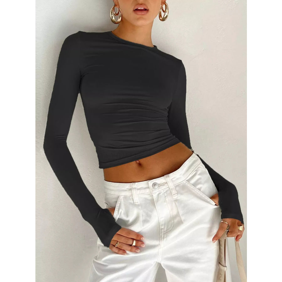 Ruched Long Sleeve T-Shirt Apparel and Accessories