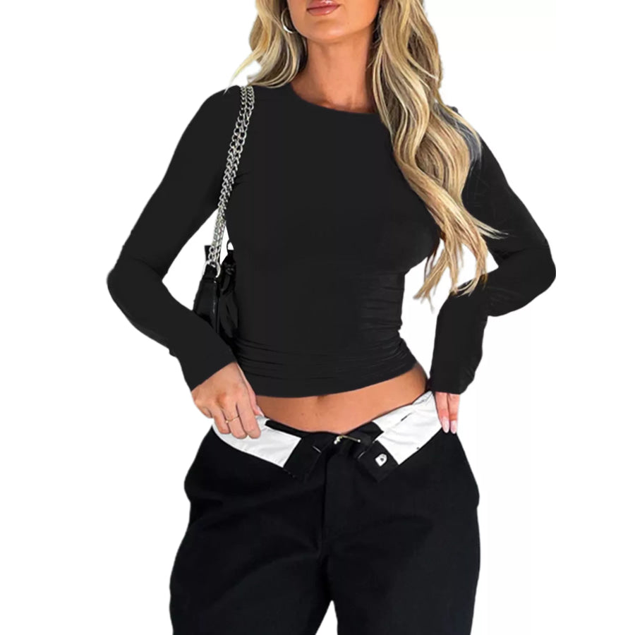 Ruched Long Sleeve T-Shirt Apparel and Accessories