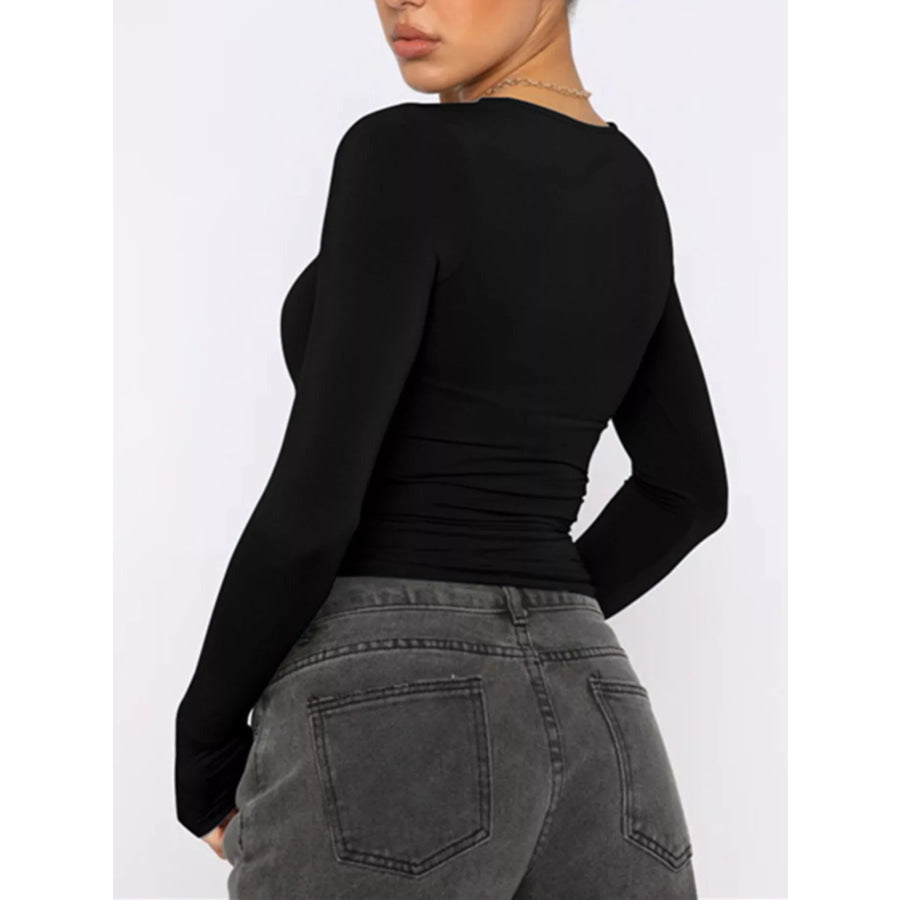 Ruched Long Sleeve T-Shirt Apparel and Accessories