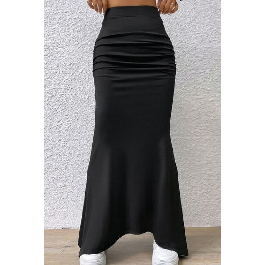 Ruched Maxi Trumpet Skirt Black / S Clothing