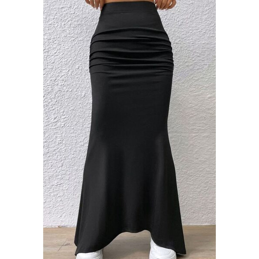 Ruched Maxi Trumpet Skirt Clothing