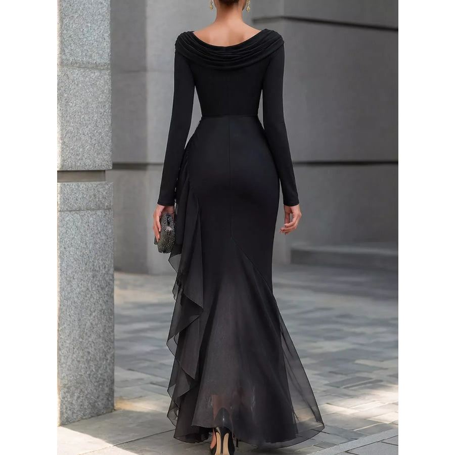 Ruched Mermaid Evening Maxi Dress Apparel and Accessories