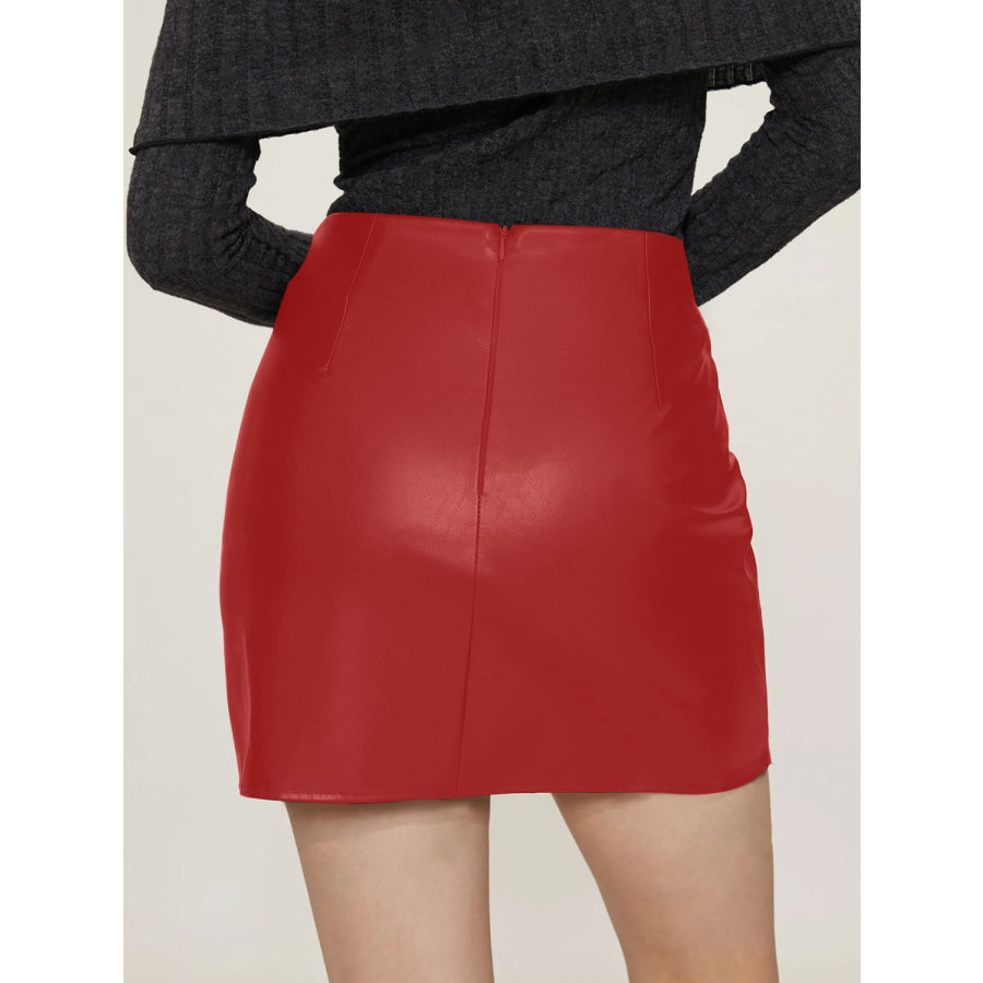 Ruched Mini Skirt with Zipper Apparel and Accessories