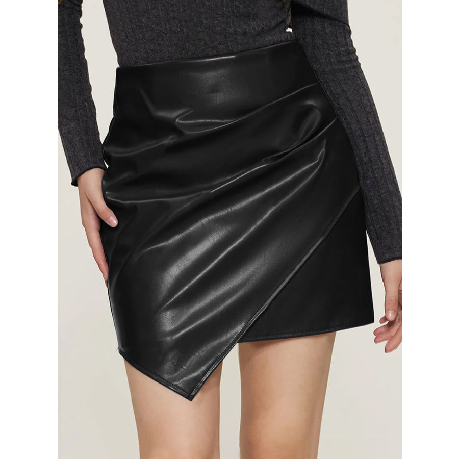 Ruched Mini Skirt with Zipper Apparel and Accessories