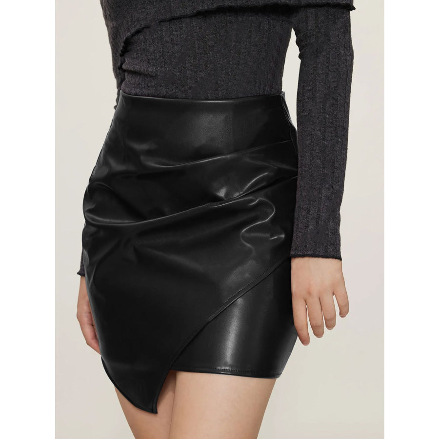 Ruched Mini Skirt with Zipper Apparel and Accessories