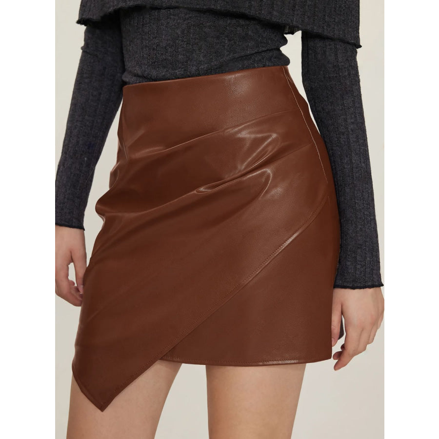 Ruched Mini Skirt with Zipper Apparel and Accessories