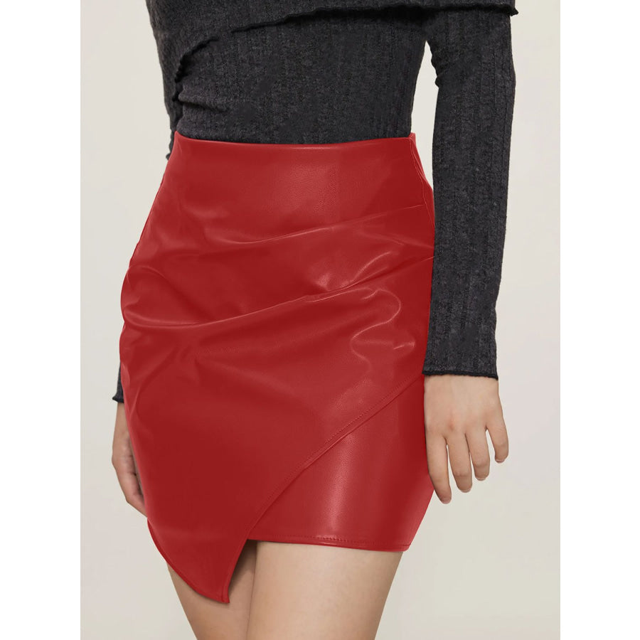 Ruched Mini Skirt with Zipper Apparel and Accessories