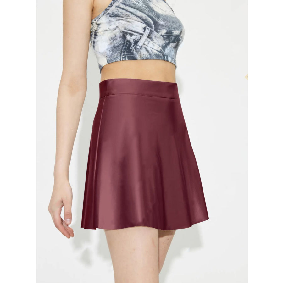 Ruched Mini Skirt with Zipper Apparel and Accessories