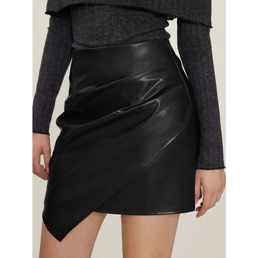 Ruched Mini Skirt with Zipper Apparel and Accessories