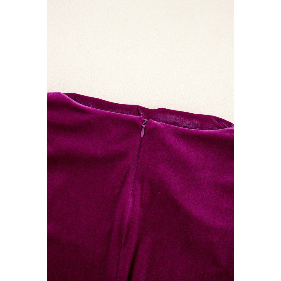 Ruched Mock Neck Long Sleeve Dress Apparel and Accessories