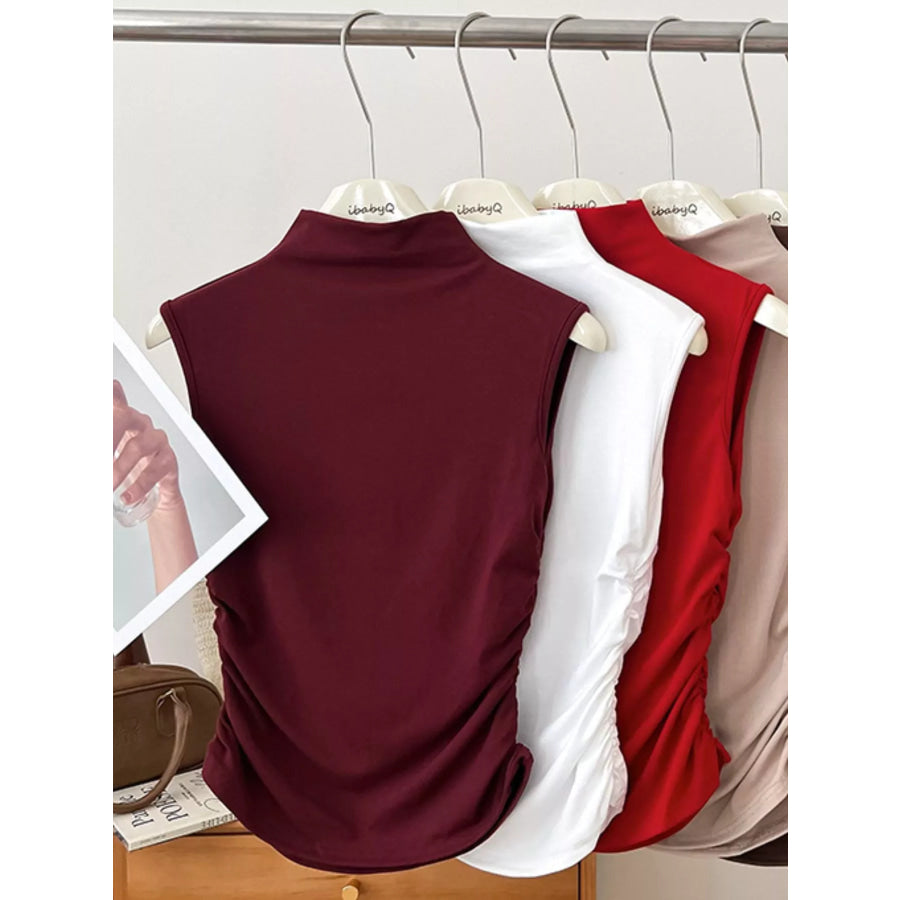 Ruched Mock Neck Tank Apparel and Accessories