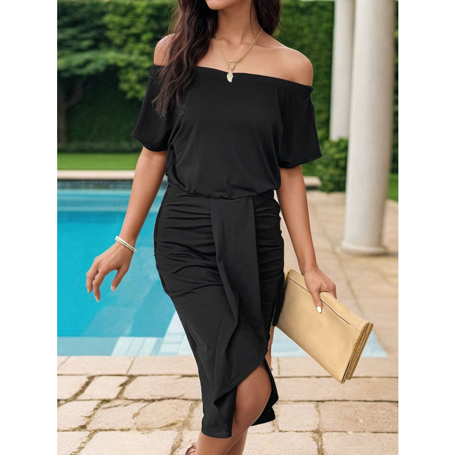 Ruched Off - Shoulder Dress Apparel and Accessories