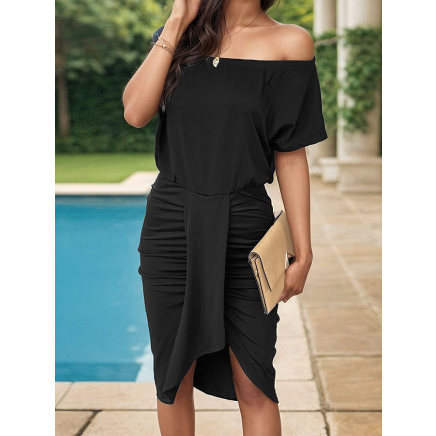 Ruched Off - Shoulder Dress Apparel and Accessories