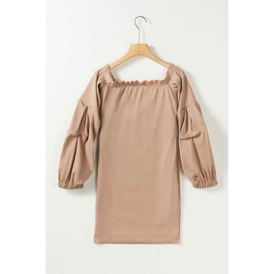 Ruched Off Shoulder Long Sleeve Dress Apparel and Accessories