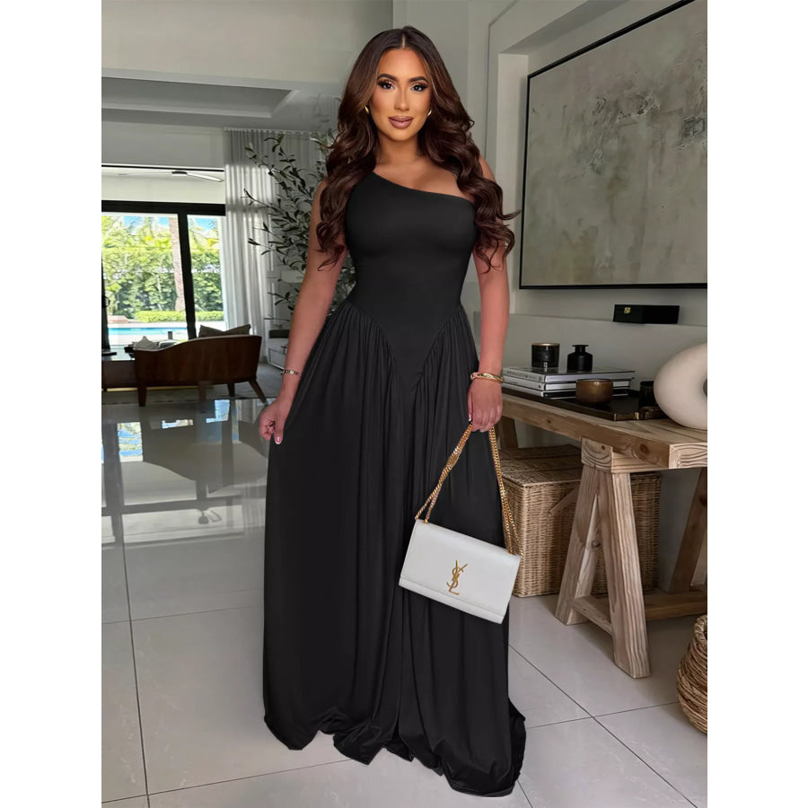 Ruched One-Shoulder Maxi Dress Apparel and Accessories