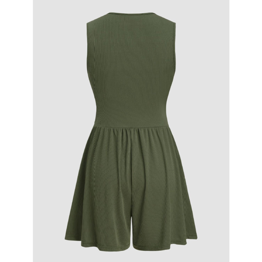 Ruched Plunge Sleeveless Romper Apparel and Accessories