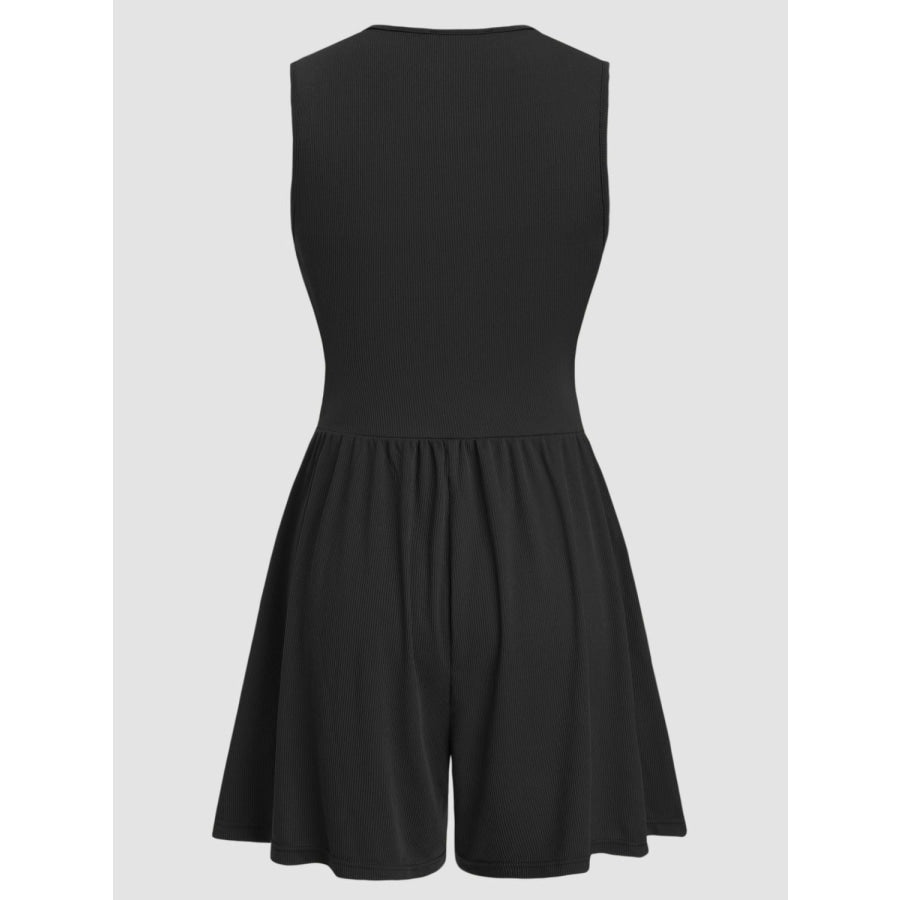 Ruched Plunge Sleeveless Romper Apparel and Accessories