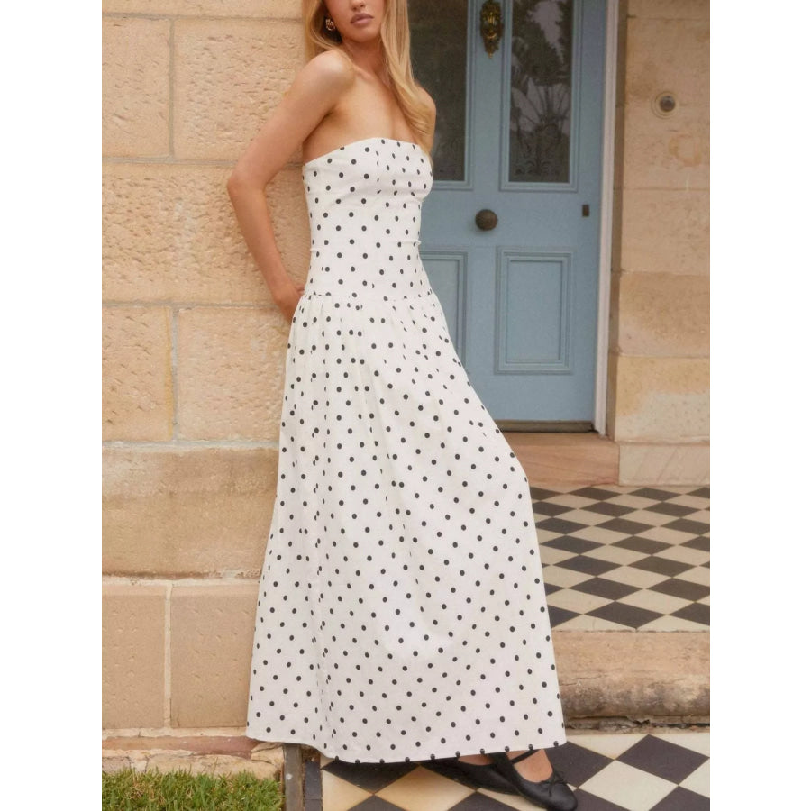 Ruched Printed Tube Maxi Dress Apparel and Accessories