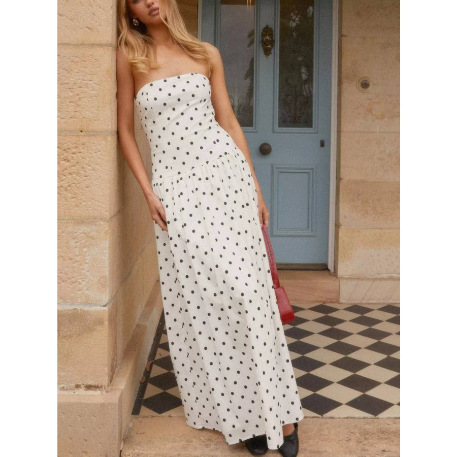 Ruched Printed Tube Maxi Dress Apparel and Accessories
